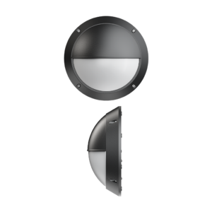 PioLED Lighting iC014e 12 16 18W IP65 4CCT Bunker Die Cast Aluminium Bulkhead Black Eyelid Round